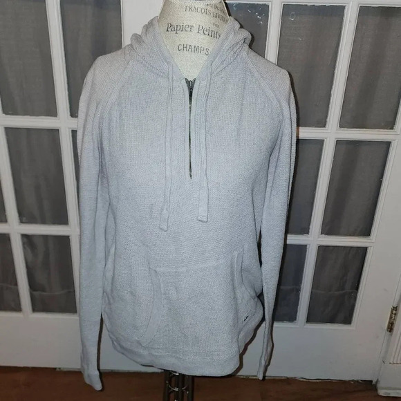 Prana Womens Gray 1/4 Zip Thermal Hoodie Sweater Medium‎ - Picture 1 of 3